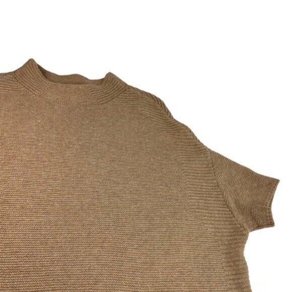 Talbots Knit Sweater Top Mock Neck Tan Short Dolman Sleeve - Picture 5 of 6